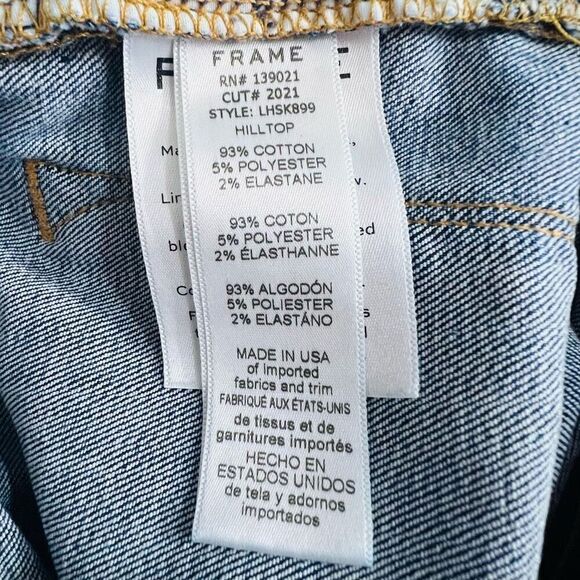 Frame Womens Blue Denim Raw Hem Hilltop Le High Skinny Jeans Medium Wash Size 24 - Picture 7 of 10